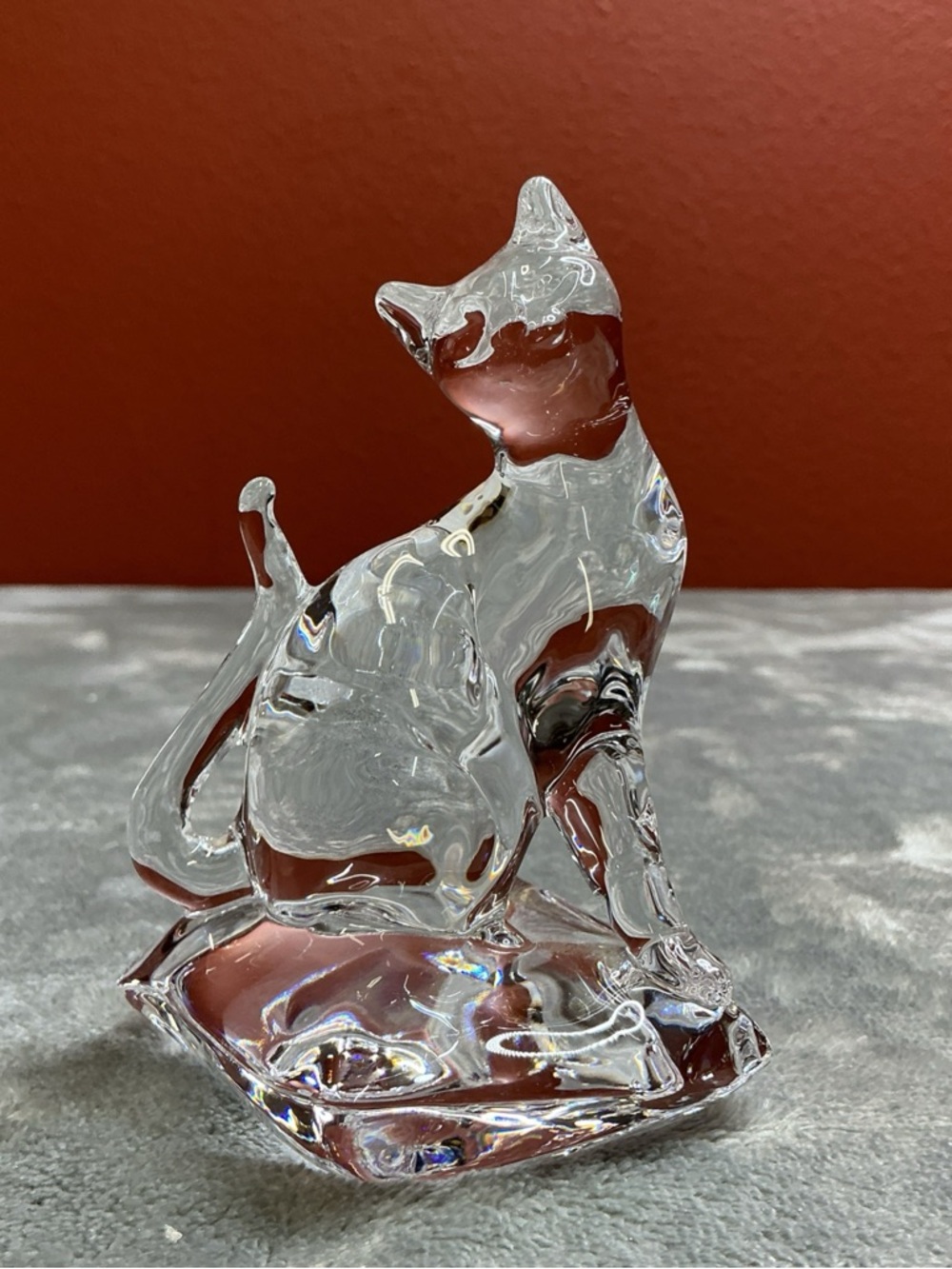 Lenox Clear Crystal Cat on Pillow Figurine paperweight art glass